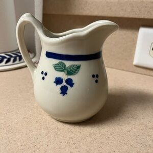 Vintage Hartstone Pottery Creamer Pitcher - Wild Blueberry Pattern - Stoneware